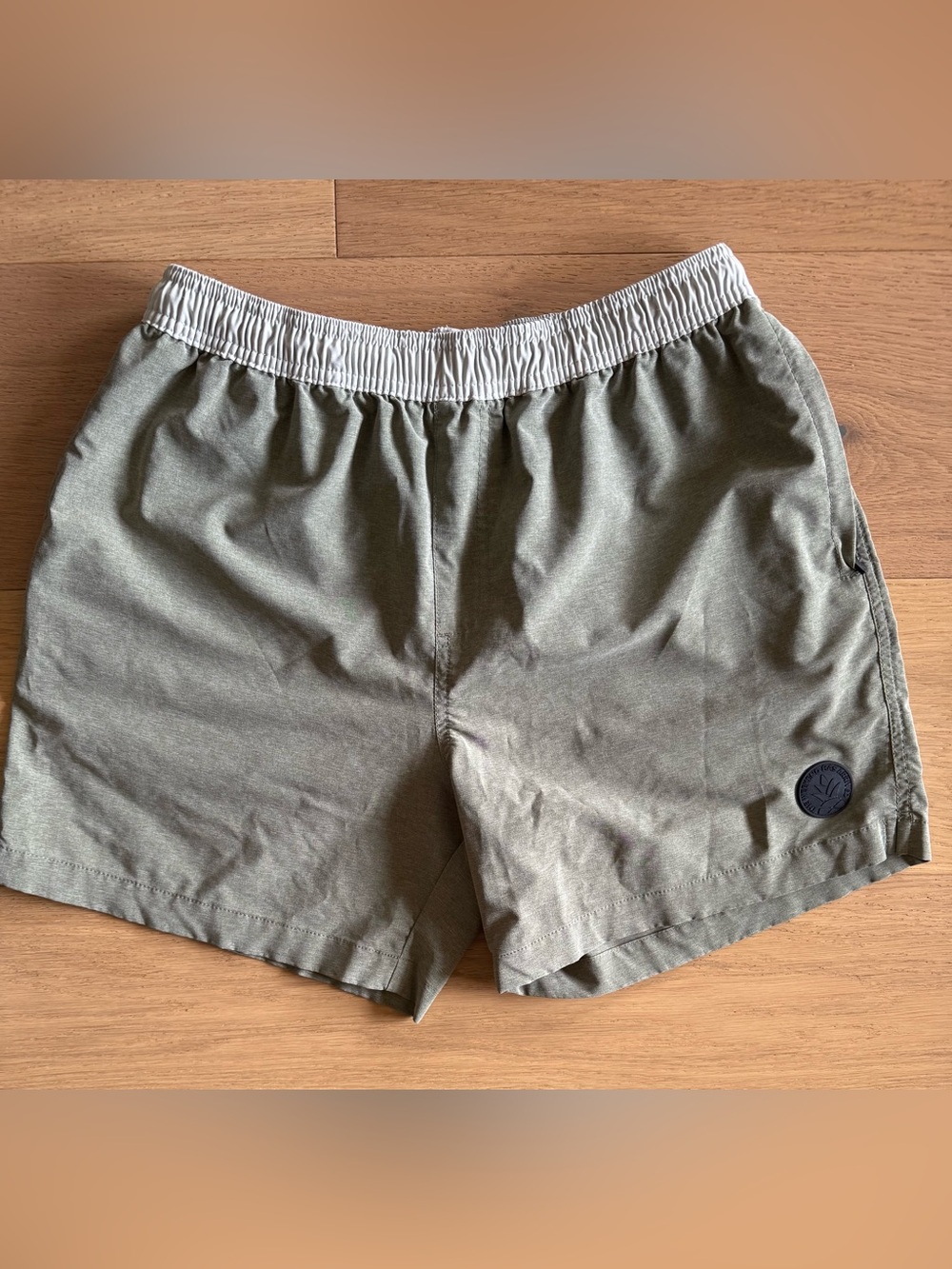 chubbies Olive Green Swim/Gym Trunks with Gray Waistband